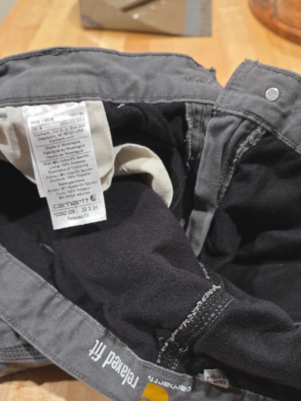 Fleece Lined Carhartt Gray Utility Pocket Work Pants 38x34 - Picture 5 of 5